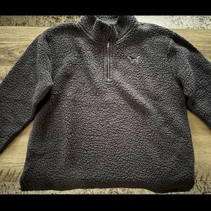 PINK grey fuzzy half zip